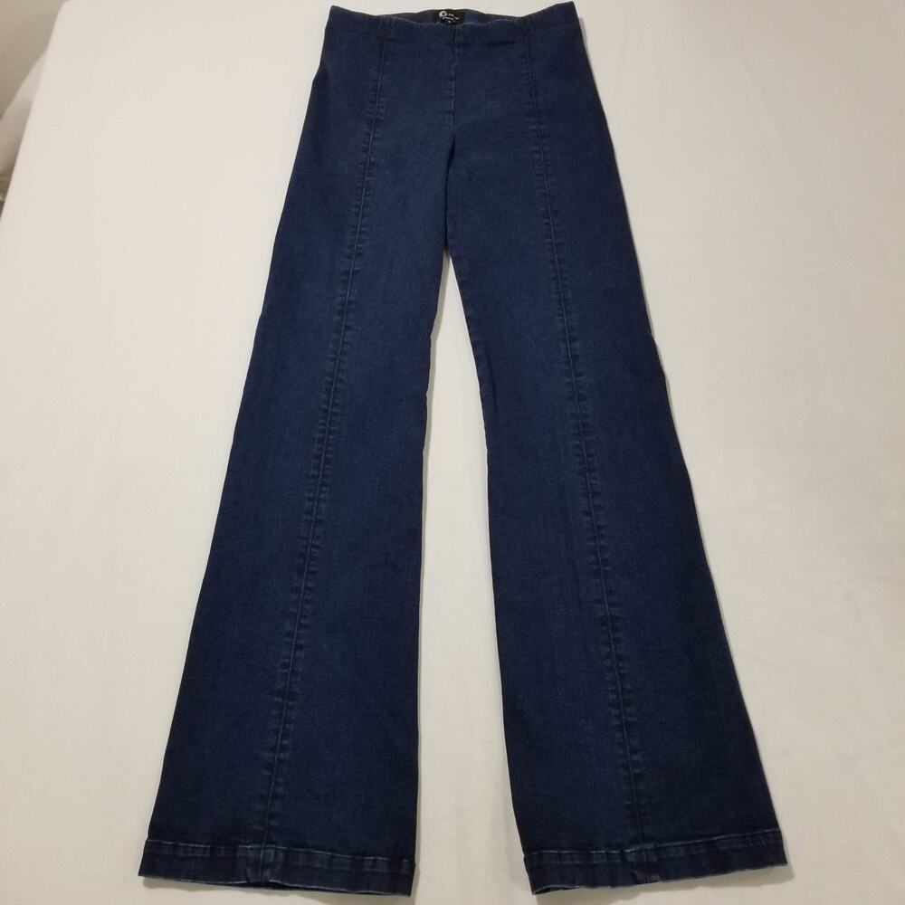 Franne Golde Magic Pant 10 Wide Leg Stretch Jean Flare Pull On Tummy Control